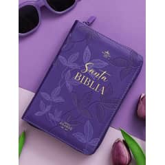 ABBA - Biblia RVR60 045cz PJR 10 pts lila con hojas primaverales Tamaño Portátil