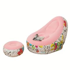 GENERICO - Sofá Inflable con Respaldo + Base 62x62cm PVC Antideslizante Plegable en 10s