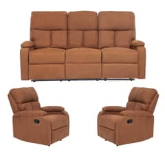 DANIELS - Living Sofá 3 Cuerpos Reclinable Matheus Café + 2 Bergers VS8070BR