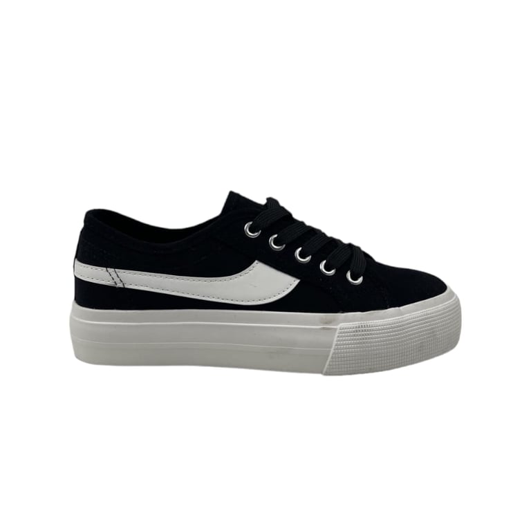 Zapatilla Negra Lona Baja