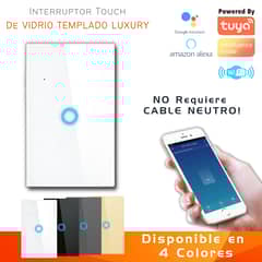 D MOTICA - Interruptor Touch Simple Inteligente Wifi1 Canal Sin Neutro - BLANCO