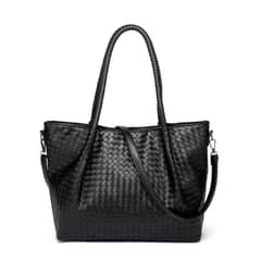 PUREPOWER - Bolso Mujer Bandolera Tejido PU Negro Gran Capacidad