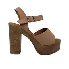 HERIEL - Sandalia Beige Taco Mujer