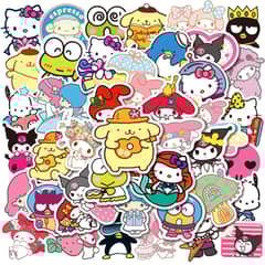 GENERICO - 50 Stickers Sanrio - Hello Kitty Amigos Kuromi Kawaii