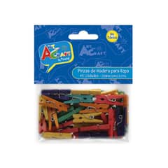 ART AND CRAFT - Mini Pinzas Perros De Madera Color 45 Unid 09x25 Cm