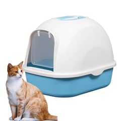 GENERICO - Arenero Grande Cerrado Para Gato Antiolores Tapa Pala Filtro Celeste