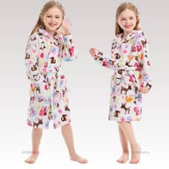 LB CHILE - Bata De Baño Con Capucha Y Bolsillos Polar Niña Animales de Colores