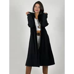 ENIGMATICA BOUTIQUE - Abrigo Estilo Italiano con Capucha Gris Oscuro