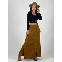 ENIGMATICA BOUTIQUE - Falda Lanilla Spandex Petróleo