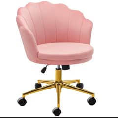GENERICO - Silla Escritorio Ostra Felpa Rosado Pedestal Dorado