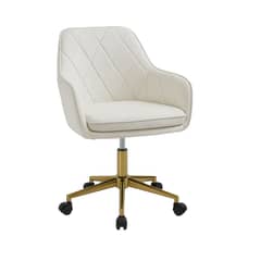 GENERICO - Silla Escritorio Lux Felpa Beige Pedestal Dorado