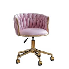 GENERICO - Silla Escritorio Queen Felpa Rosado Pedestal Dorado