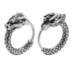 ROYAL - Aros Punk Hombre Mujer Dragon Titanio Earing