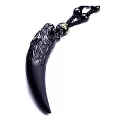 ROYAL - Collar De Lobo Piedra Onix Y Obsidiana Hombre Madriz