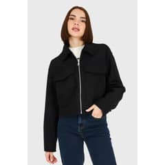 VELT - Chaqueta Corta Negro Mujer Manga Larga Tipo Zara