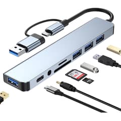 GENERICO - Hub Adaptador Usb Tipo C 8 En 2 Para Mac Macbook Windows Negro