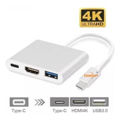 GENERICO - Adaptador Hub 3 En 1 Usb Tipo C A Usb-c Hdmi Usb 30 4k Eshopangie