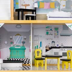 UKPRAM - Casa de Muñecas Victoriana XL con 3 Pisos y 12 Muebles