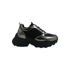 HERIEL - Zapatilla Negra Silver Plataforma Mujer