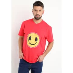 KOTTING - Polera Jersey Estampada Cuello V Rojo