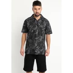 KOTTING - Polera Pique Estampada Negro