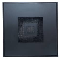 GENERICO - Cuadro decorativo esferas de madera negro 80x80