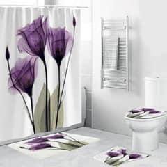 GENERICO - SET de baño COMPLETO 4 piezas CON DISEÑO FLOR TULIPAN WM