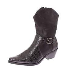 SOLLU - Bota Vaquera Para Mujer Color Negro