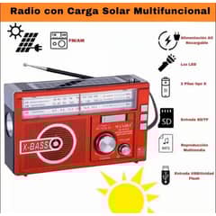 GENERICO - RADIO AM-FM, CON LINTERNA, CON PANEL SOLAR, A PILAS Y RECARGABLE A 220
