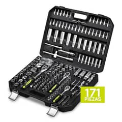 KLATTER - Juego De Dados 171 Piezas Kit De Herramientas Maletin Negro de traslado