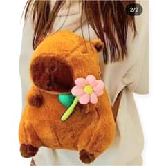 GENERICO - Mochila Kawaii Capibara Flor Rosado