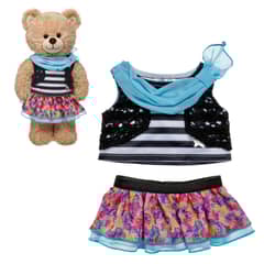 BUILD A BEAR - SET FALDA FLORES POLERA LINEAS BUILD-A-BEAR