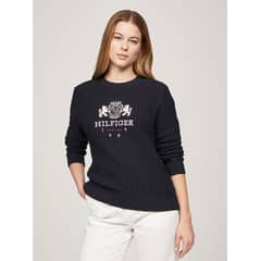 TOMMY HILFIGER - Sweater Con Logo Varsity Crest Azul