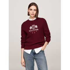 TOMMY HILFIGER - Sweater Con Logo Varsity Crest Rojo