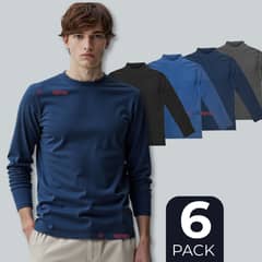 UTILISIMO - Pack 6 Camiseta Cuello Beatle Polar Manga Larga Primera Capa Hombre
