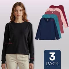 UTILISIMO - Pack 3 Camiseta Polar Manga Larga Primera Capa Mujer Polera