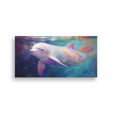 GENERICO - Pintura Minimalista Vintage De Ballena Beluga En 80x40 Cm