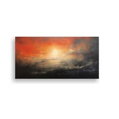 GENERICO - Pintura Abstracta Atardecer Amanecer Cielos Negros 60x30 Cm