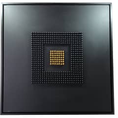 GENERICO - Cuadro decorativo esferas de madera negro dorado 80x80