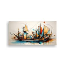 GENERICO - Cuadros Abstractos De Barcos Para Decoración De 100x50 Cm