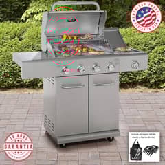 KENMORE - Parrilla a gas 4 Quemadores + Sellador lateral - Acero inoxidable