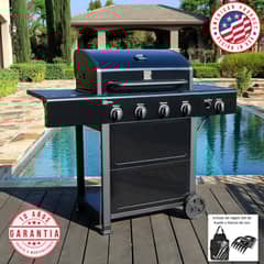 KENMORE - Parrilla a gas 4 Quemadores + Quemador lateral + Set de Asado + Garras