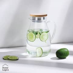HOME LOGICS - Jarro De Vidrio De Agua Jugo Con Tapa 1700 Ml