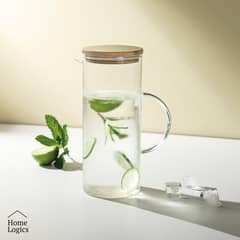 HOME LOGICS - Jarro De Vidrio De Agua Jugo Con Tapa 1400 Ml