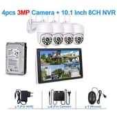 ARTIHOGAR - Kit 4 Camaras Seguridad Inalambricas 3 MP Audio con Pantalla LCD + Disco 1 Tera