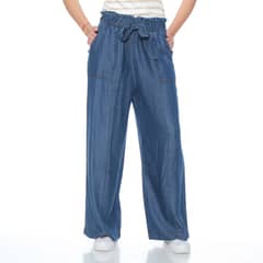 WADOS - PANTALON LYOCELL WIDE LEG TIRO ALTO PRETINA ELASTICADA CON LAZO