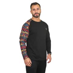 KONKO ACTIVE - Polera Manga Larga Algodón Etnico Negra Hombre Konko