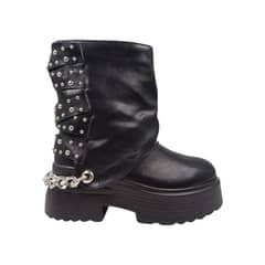 HERIEL - Bota Negra Plataforma Mujer