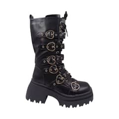 HERIEL - Bota Negra Plataforma Mujer