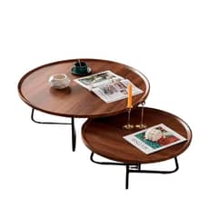DETODOYMAS - Juego Mesa De Centro Living 80+60cm color madera Chic Home